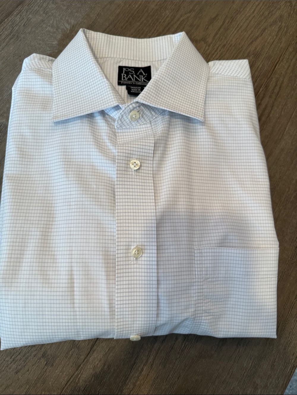 Men's Light Grey Micro-Check Button-Up Shirt 16 1/2 - 37